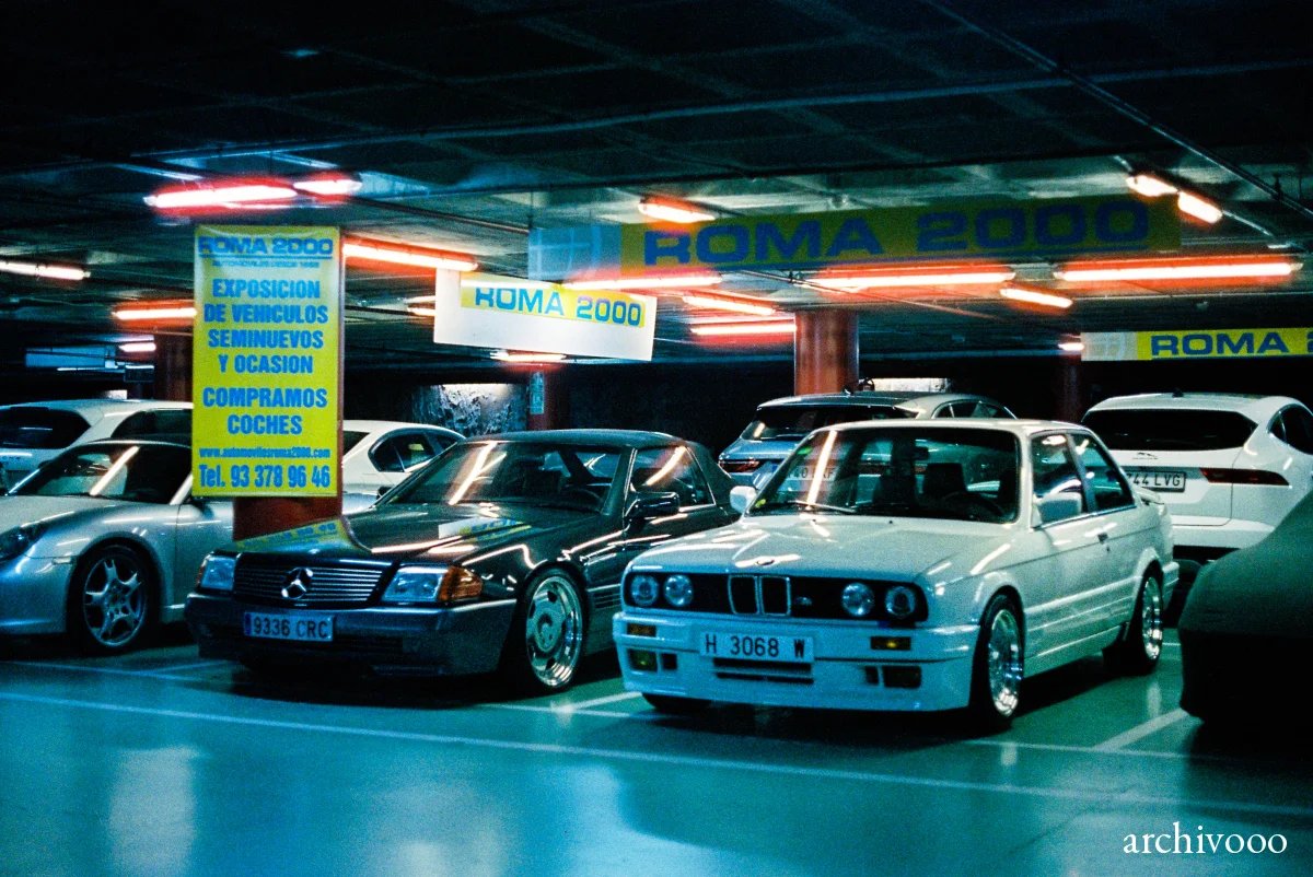 Classics in a garage